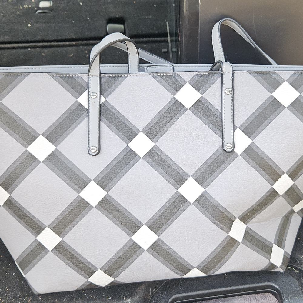 Gray Plaid Tote Bag